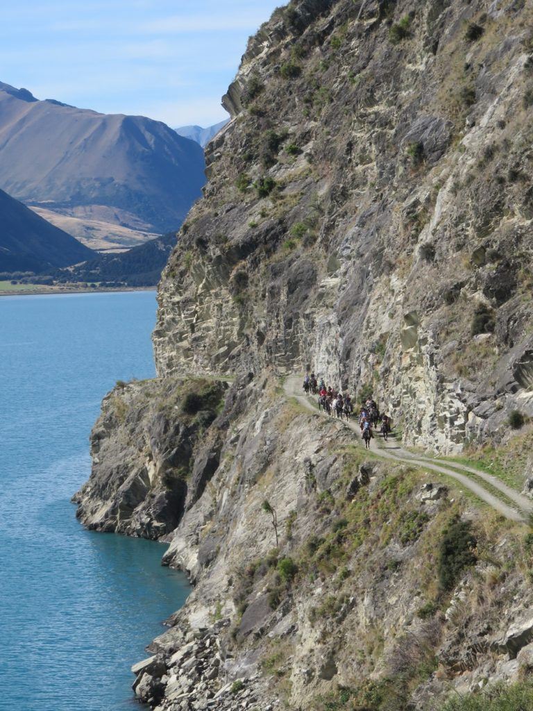 Dingleburn bluff with the horses heading home NZ South Island