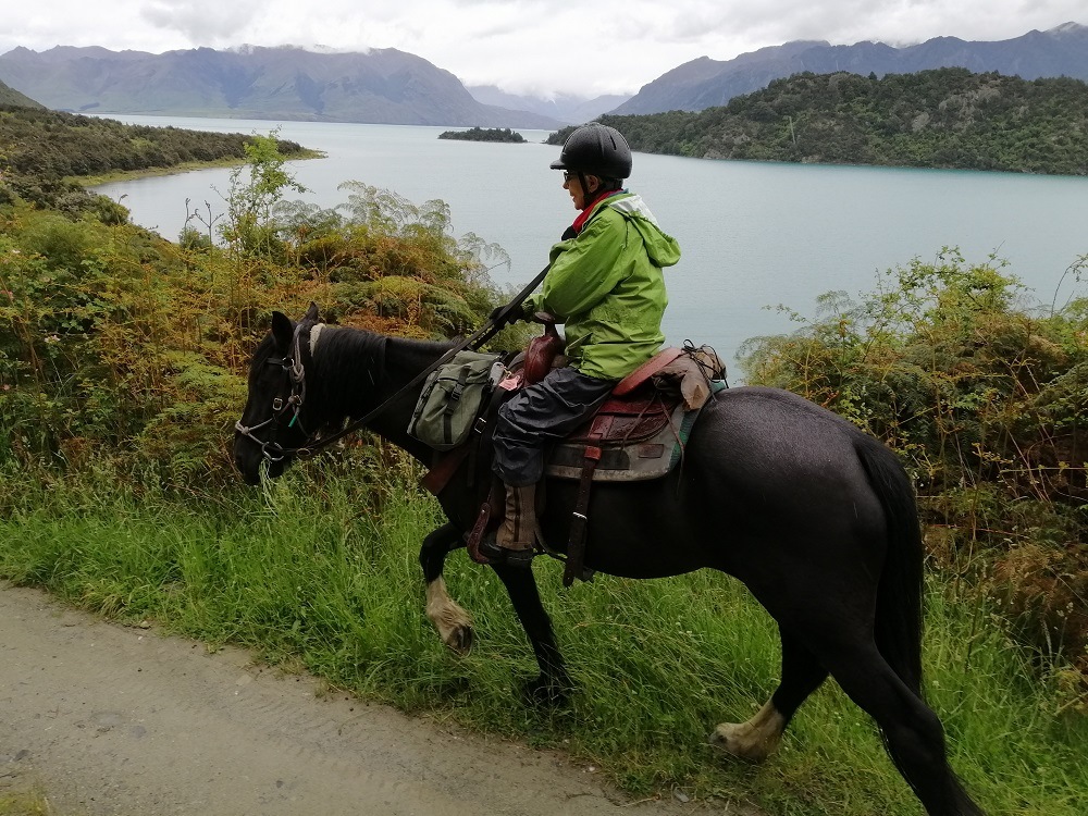 Di on Lake Hawea Hunter River Ride